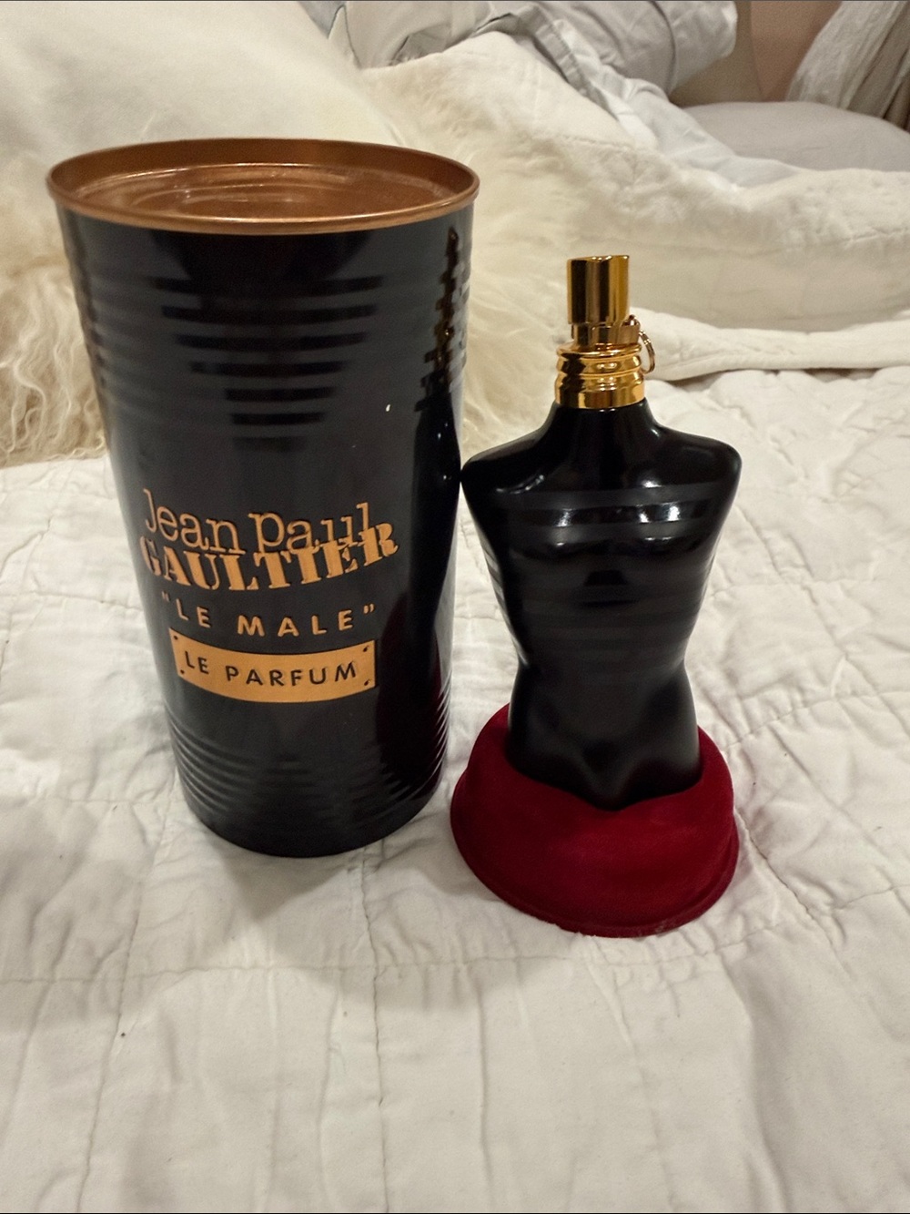 Jean Paul Gaultier Black & Gold Torso Bottle with Red Base